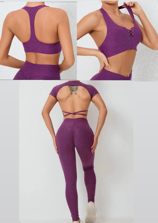 BBL 3 Piece (bra+open back top+Leggings)